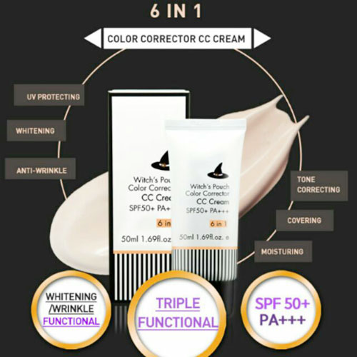 Kem Nền CC 6 Trong 1 SPF50+ PA+++ Witch's Pouch Hàn Quốc