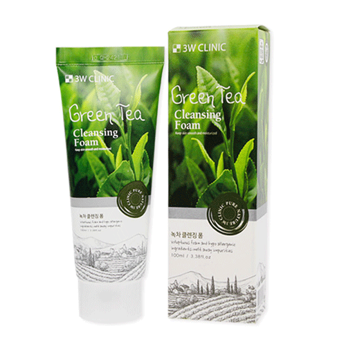 3W Clinic Green Tea Foam Sữa Rửa Mặt Chiết Xuất Trà Xanh