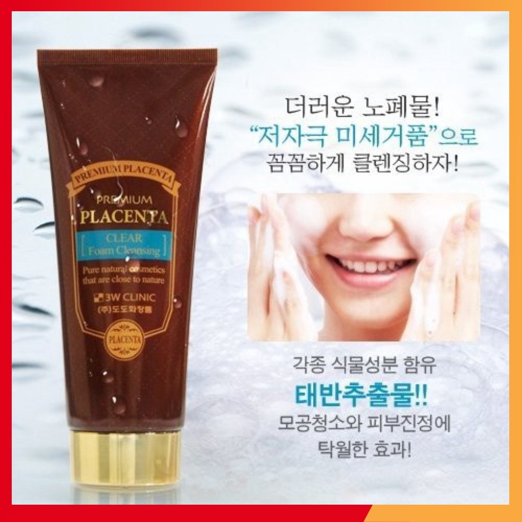 3W Clinic Premium Placenta Sữa Rửa Mặt Nhau Thai Cừu