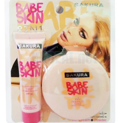 Bộ Đôi Kem Nền, Phấn Phủ Babe Skin Sakura