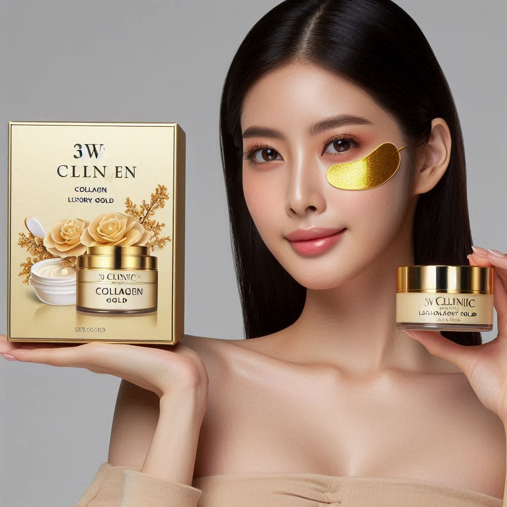 Mặt Nạ Trị Xóa Nhăn Vùng Mắt 3W Clinic Collagen Luxury Gold Hàn Quốc