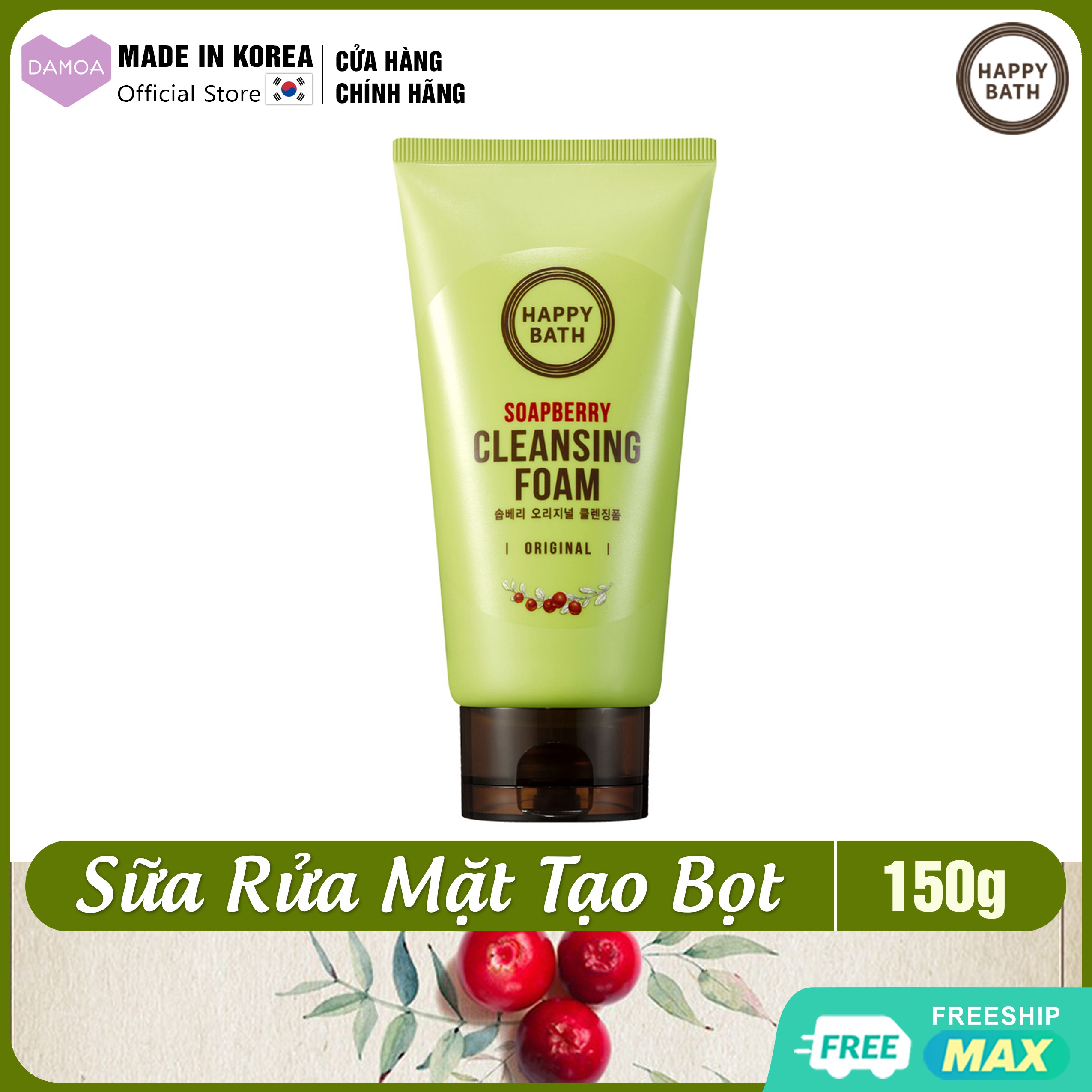 Happy Bath Nature Soapberry Cleansing Foam Sữa Rửa Mặt Trị Mụn