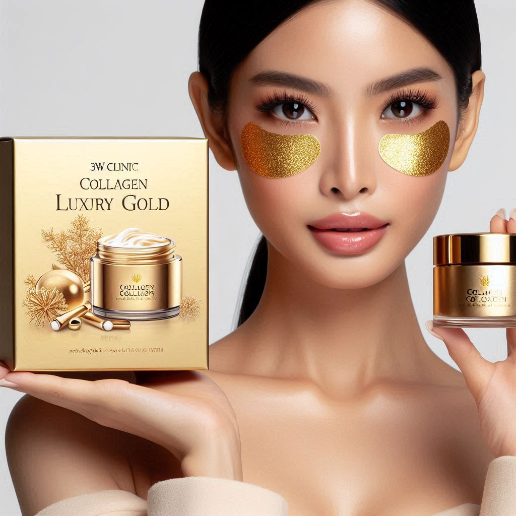 Mặt Nạ Trị Xóa Nhăn Vùng Mắt 3W Clinic Collagen Luxury Gold Hàn Quốc