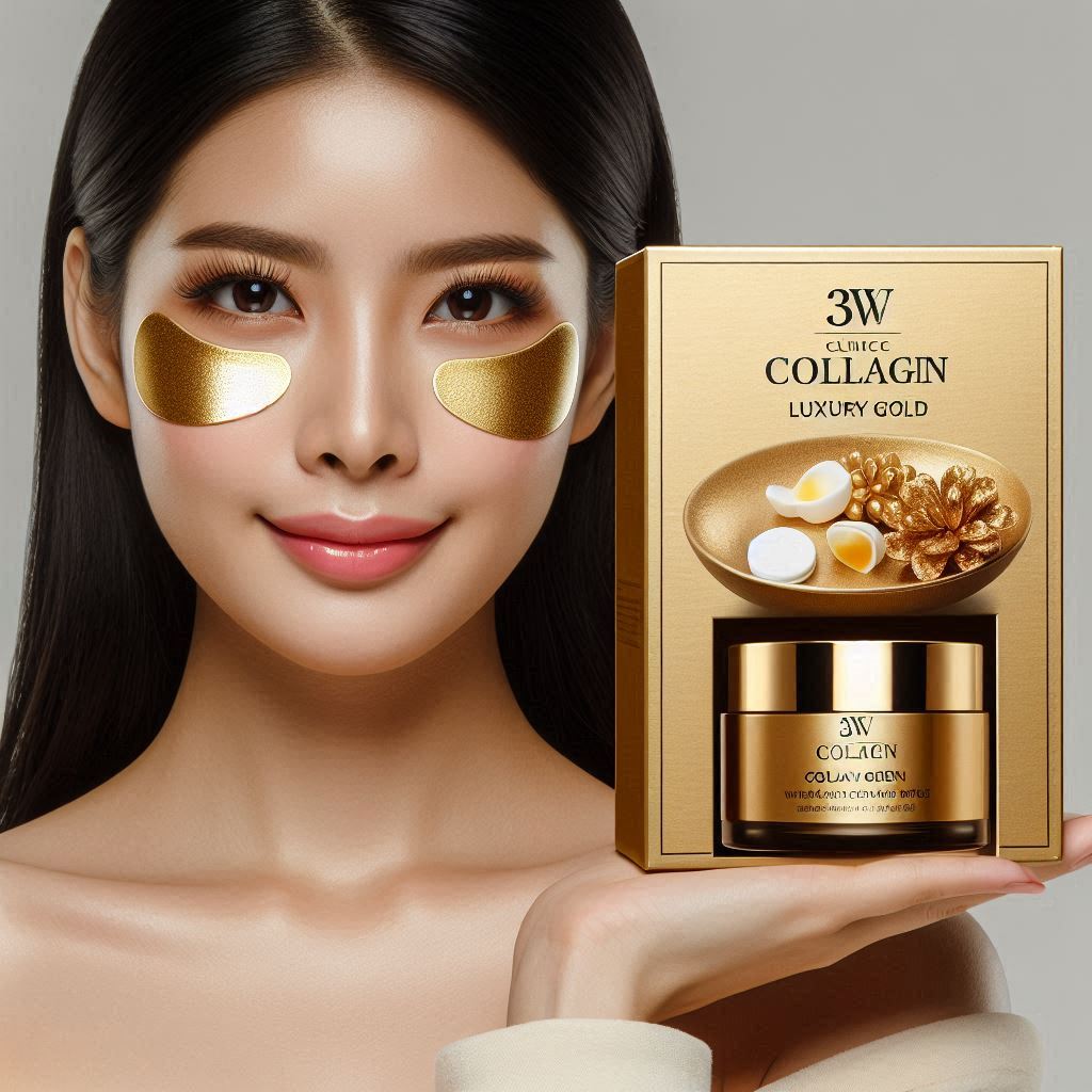 Mặt Nạ Trị Xóa Nhăn Vùng Mắt 3W Clinic Collagen Luxury Gold Hàn Quốc