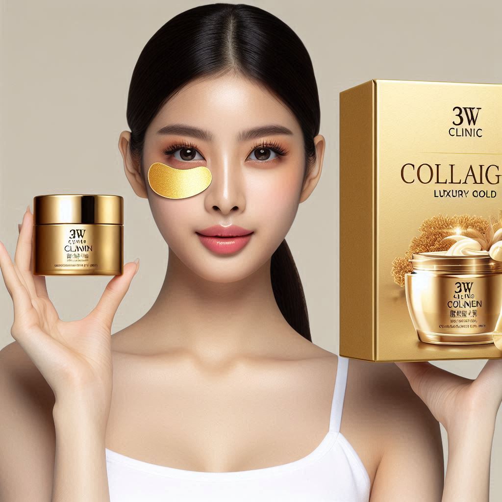 Mặt Nạ Trị Xóa Nhăn Vùng Mắt 3W Clinic Collagen Luxury Gold Hàn Quốc